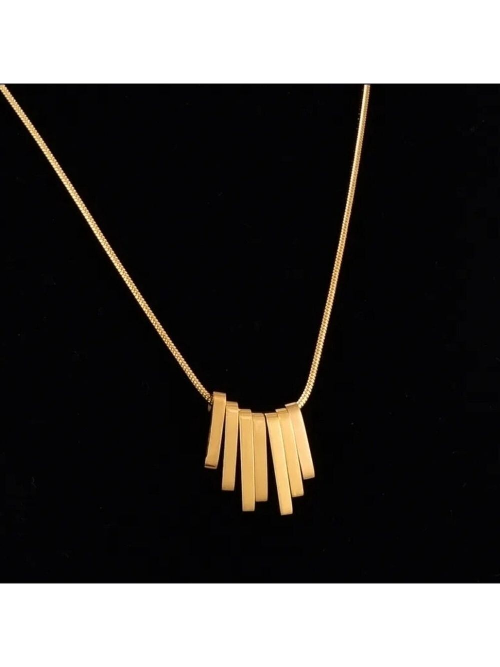 18k Gold Plated Stainless Steel Fringe Pendant Necklace